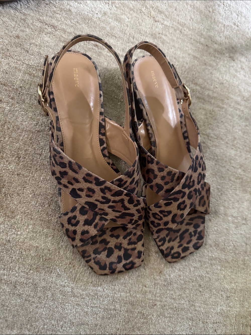 Maeve Anthropologie Leopard-Print Slingback Heels - Brown/Black 40